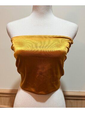 Gold Strapless Wrap-Around Satin Halter - Size M